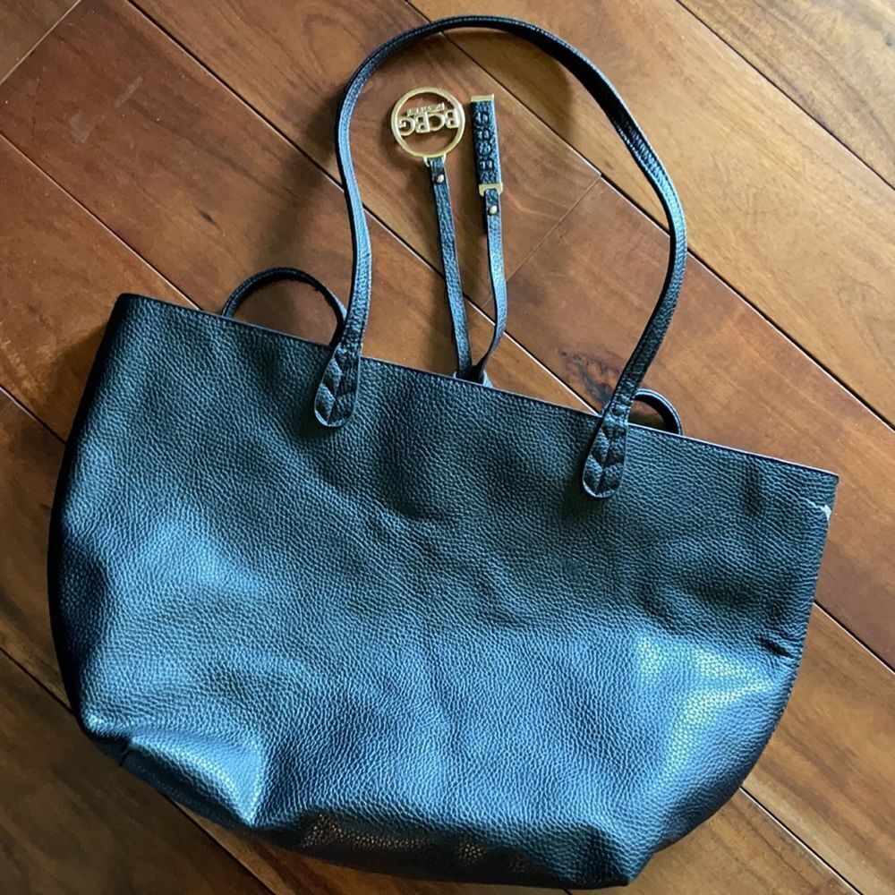 BCBG Black Pebble Leather Tote - Picture 6 of 8